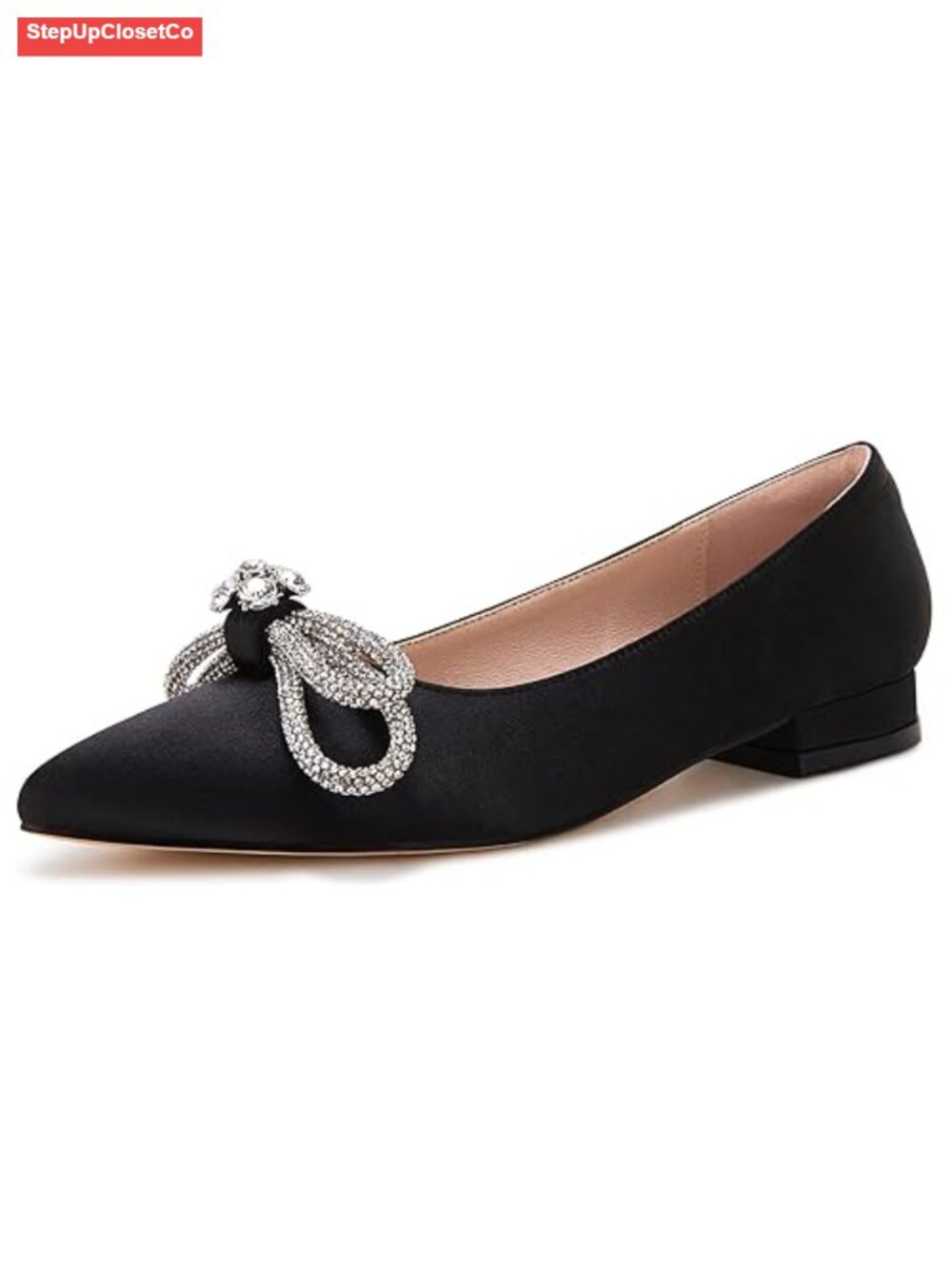 Women's Ballet Flats Double Bow Pointed Toe Slip On Comfortable